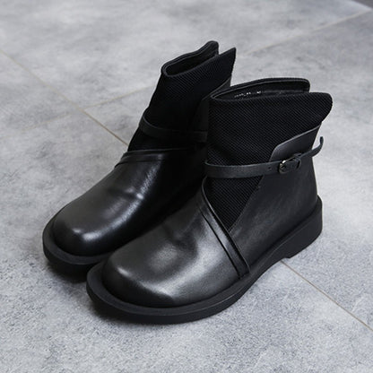 Cozy Leather Paneled Flats Martin Boots