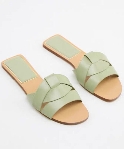 Denim Blue Cross Strap Flat Slippers Peep Toe Toes Summer