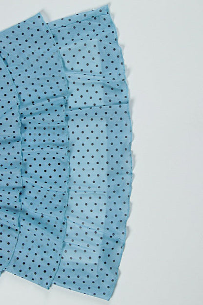 Bandeau Waist Polka Dot Mesh Bow Mini Dress