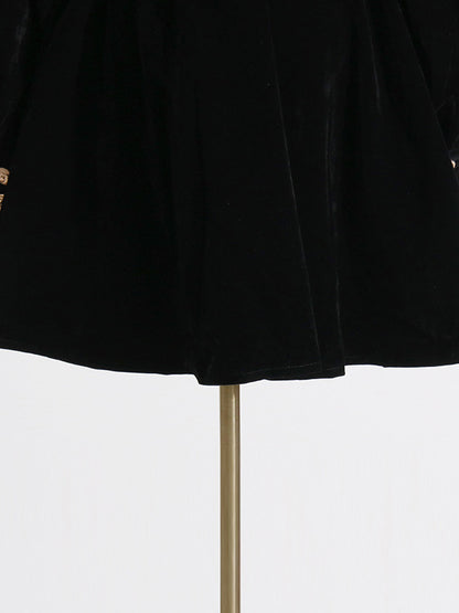 Loose Puff Sleeves Embroidered Tied Waist V-neck Mini Dresses