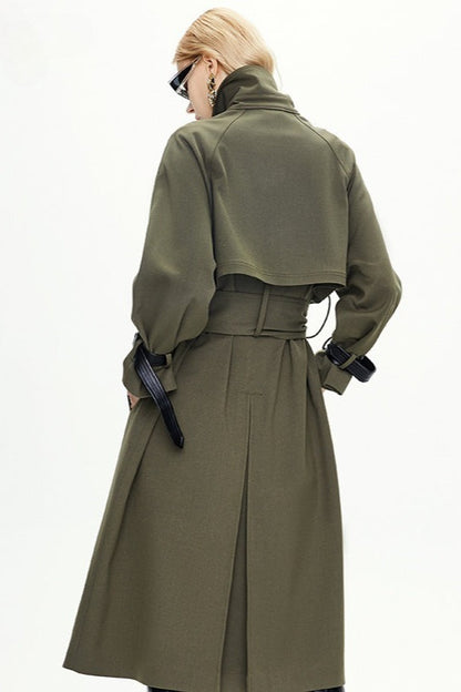 Extra Long Knee Length Ring Detail Overcoat