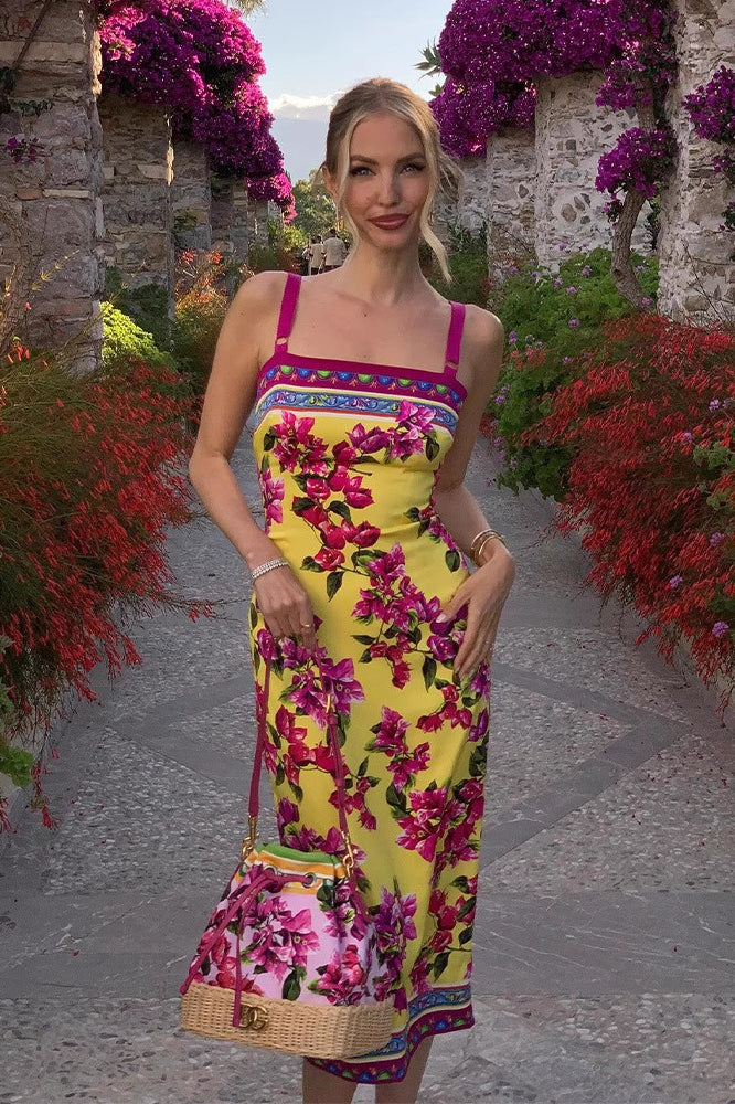Print Slim Cami Midi Dress