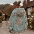 Women's Retro Bohemian Floral Embroidery Casual Hooded Sweatshirt