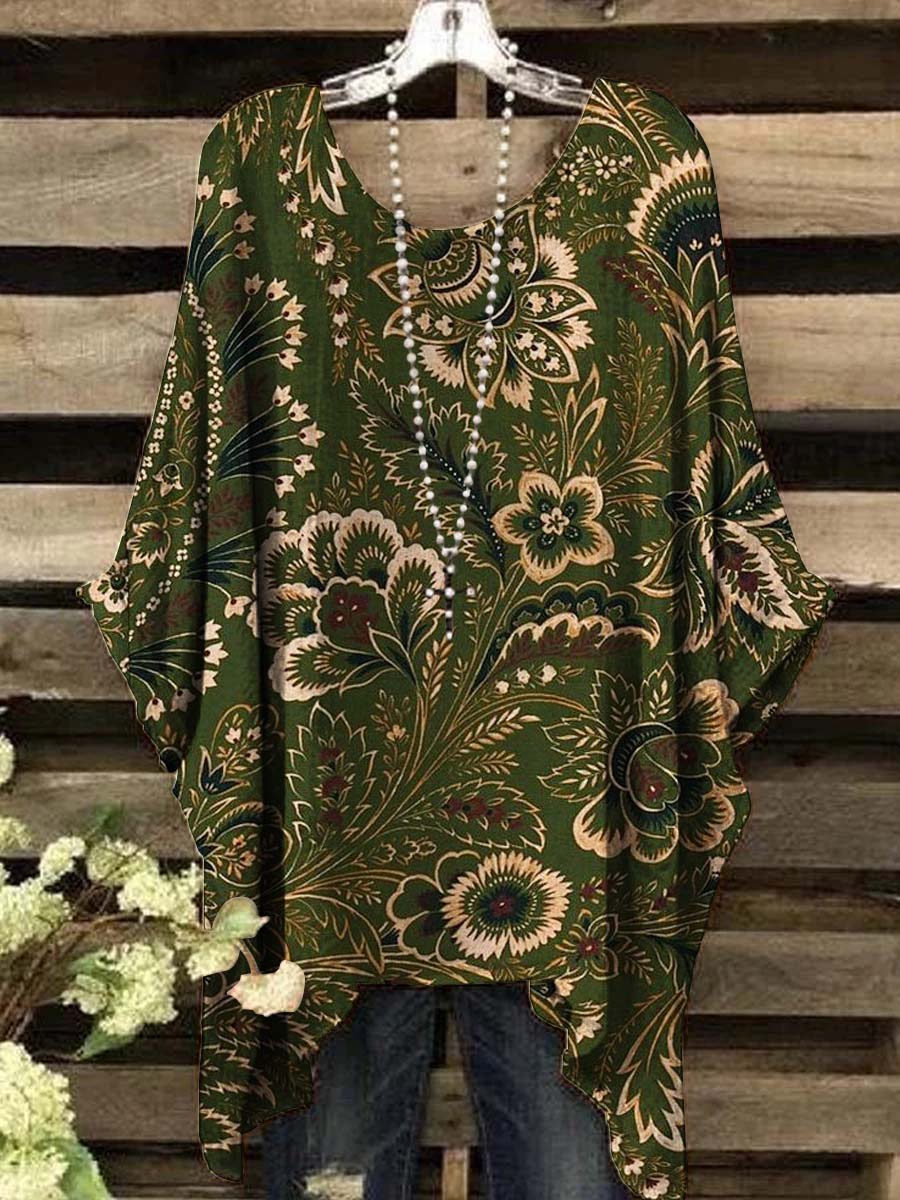 Women's Vintage Floral Print Casual Top