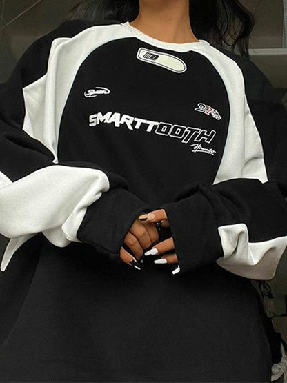 Retro Oversize Raglan Sweatshirt With Slogan