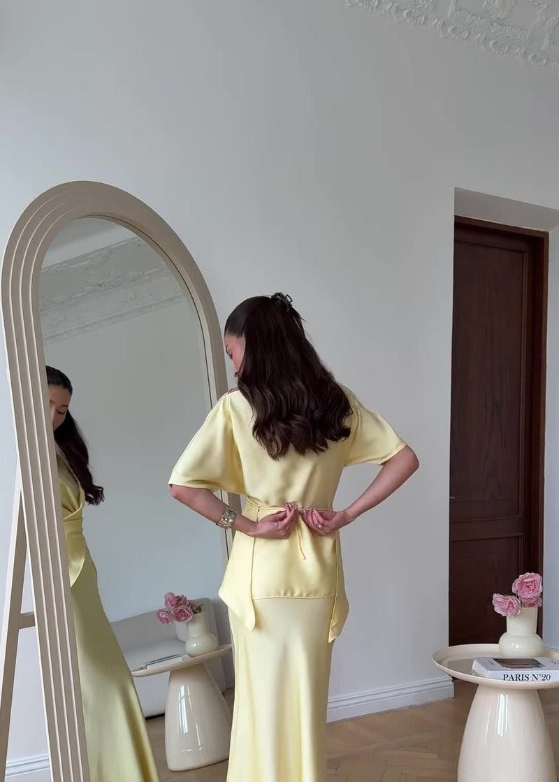 Sierra - Satin Two-piece Skirt and Blouse Set
