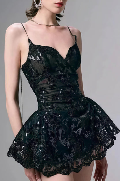 Lace Spaghetti Strap Mini Dress