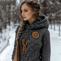 Women's Viking Celtic Pattern Cozy Hooded Sweater artswardrobe
