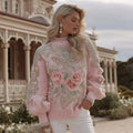 Women's Floral Embroidery Art Cozy Turtleneck Knit Sweater elevenforest