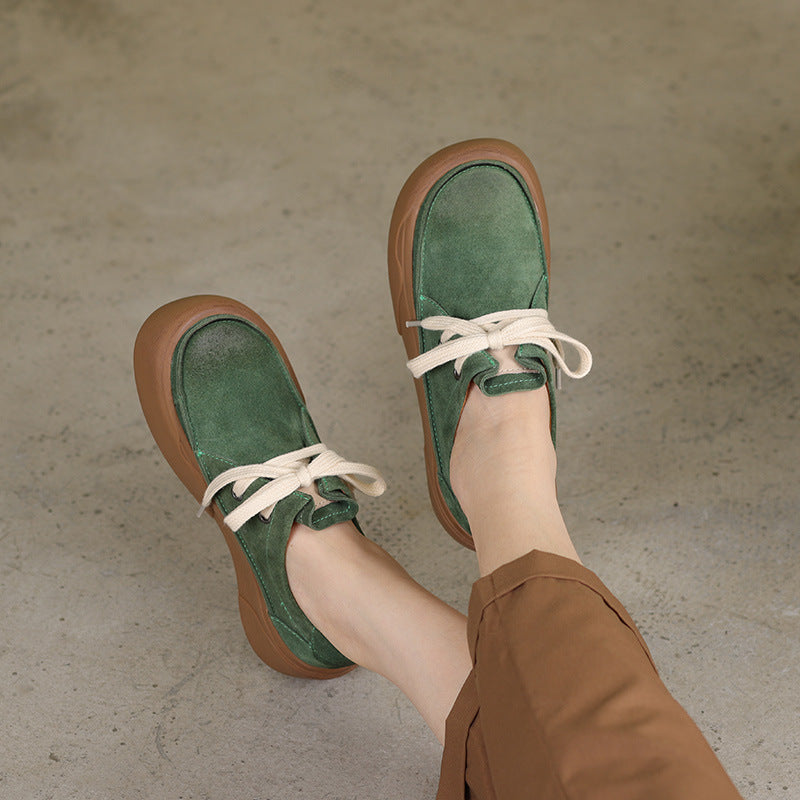 Autumn Retro Leather Flat Shoes