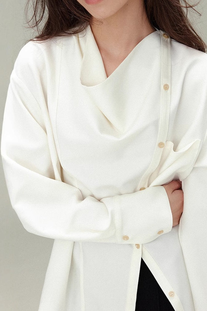 Relaxed Draped Neck Blouse