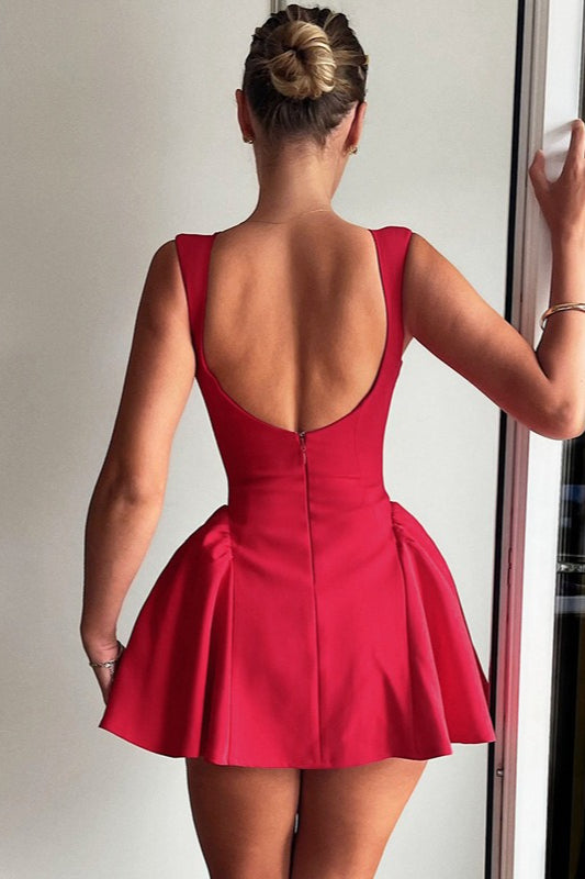 Sleeveless Backless Mini Dress
