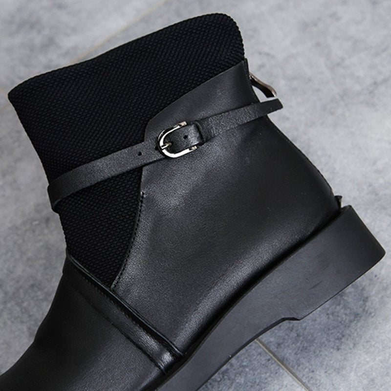 Cozy Leather Paneled Flats Martin Boots