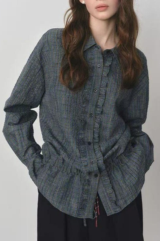 Textured Plaid Blouse