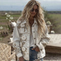 Women's Vintage Floral Embroidered Denim Jacket elevenforest