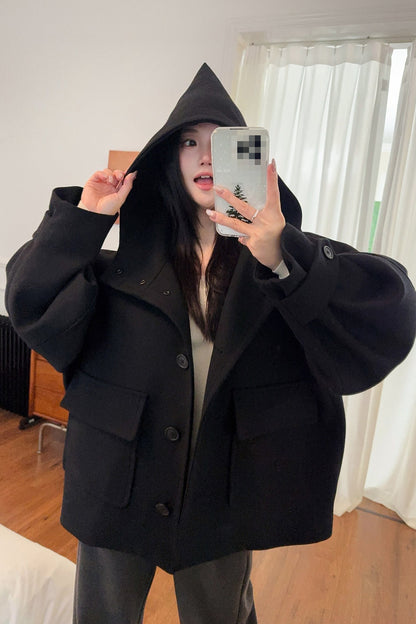 Pointed Hood Button Coat