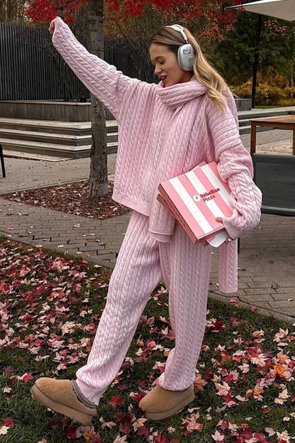Cable Knit Cozy Cuffed Ankle Pants