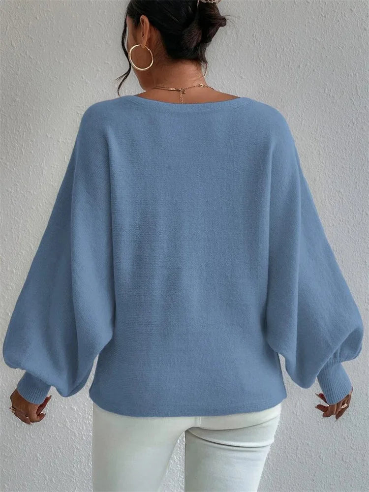 Off Shoulder Sweater for Batwing Sleeve Pullover Knit Loose Jumper Tops Art Printed Spring New Oversized Sweaters