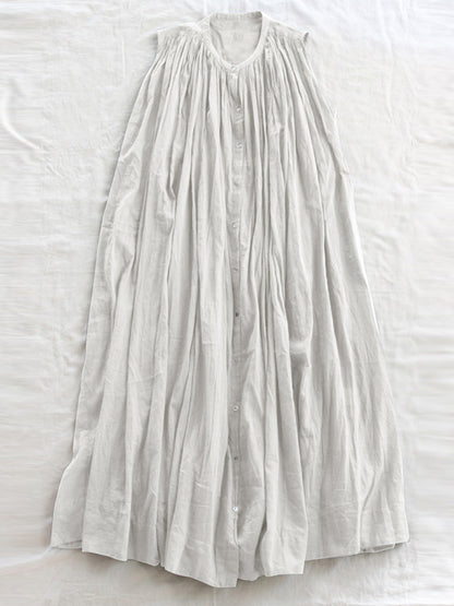 Loose Sleeveless Pleated See-through Round-neck Midi Dresses