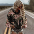 Women's Classic Romantic Pink Rose Embroidery Art Comfy Hoodie elevenforest