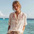 Women's Floral Pattern Short Sleeve Shirt elevenforest
