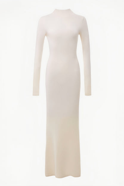 Satu White Knit Fishtail Maxi Dress
