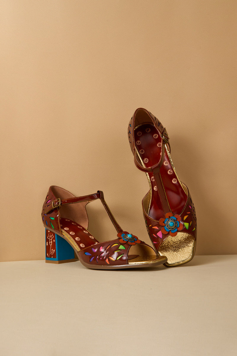 Soffia | Roselynn Perforated T-strap Pump
