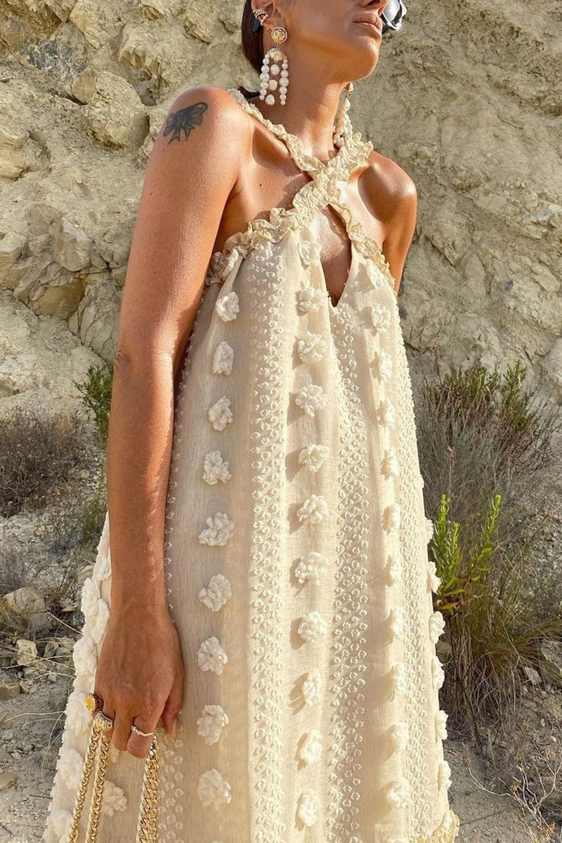3d Criss-cross Halterneck Maxi Dress