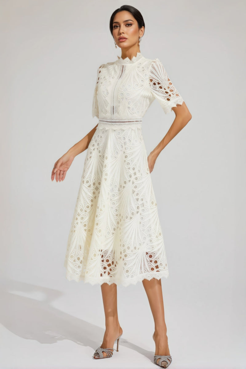 Debors White Cut Out Midi Dress
