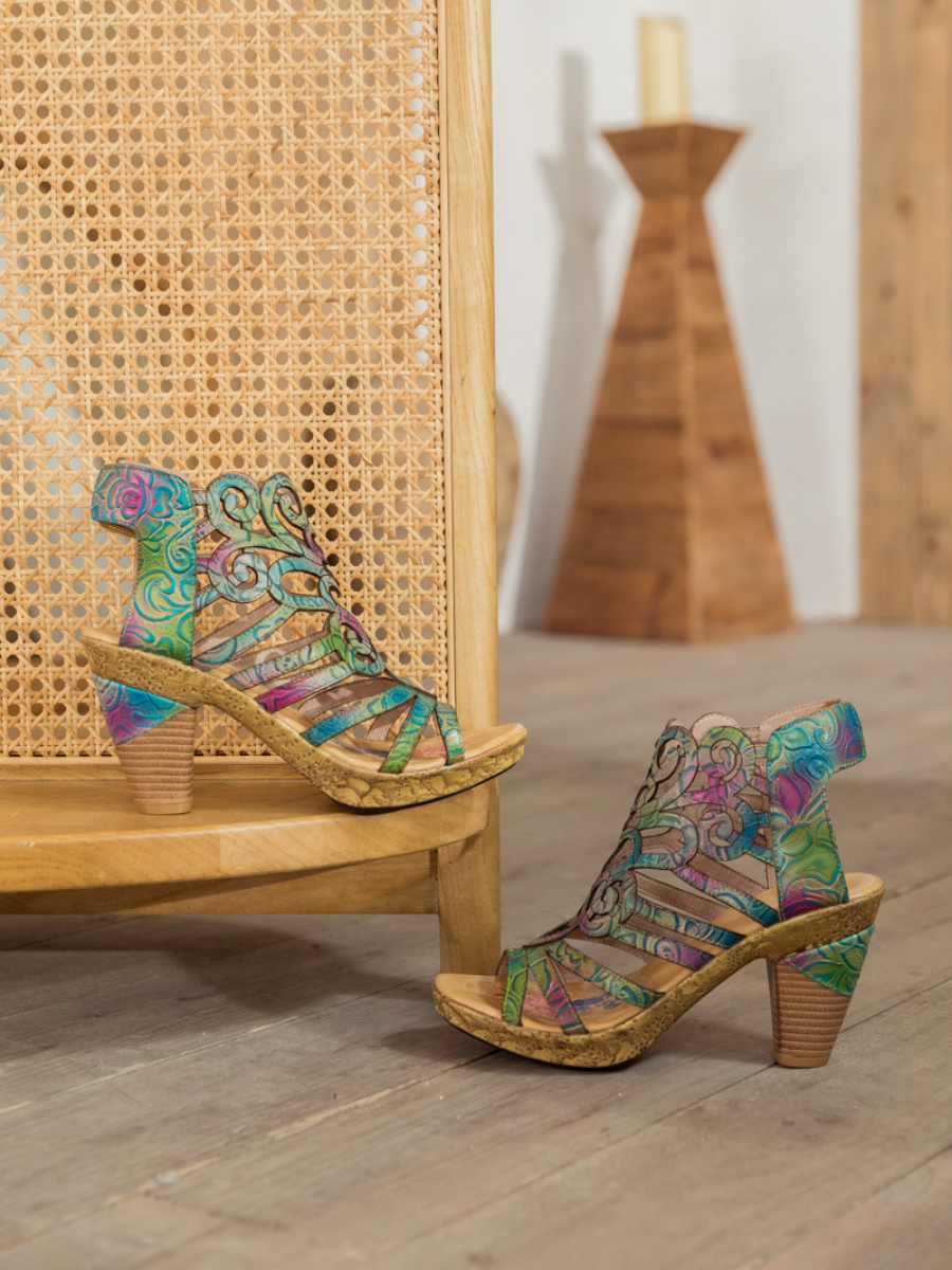 Soffia | Genuine Leather Swirl Strappy Sandal