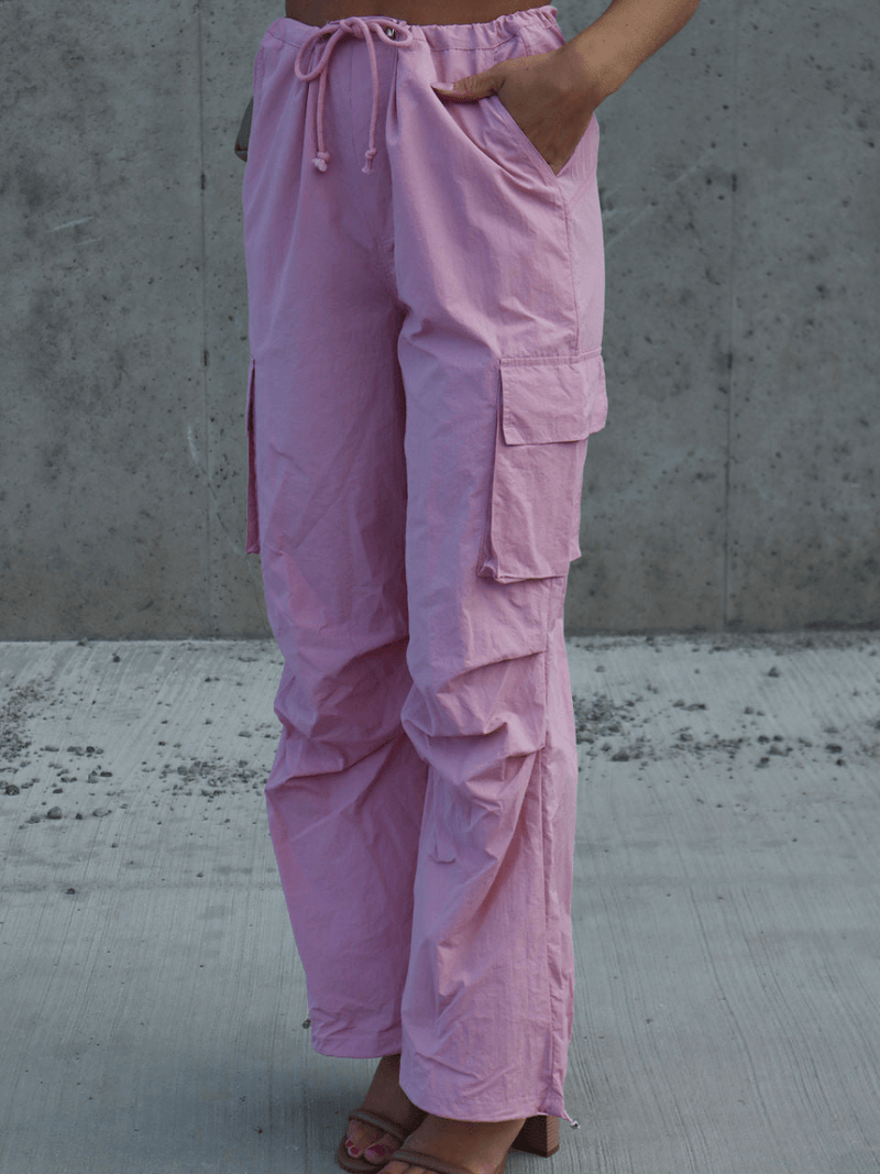 Arnie Nylon Cargo Pants - Pink