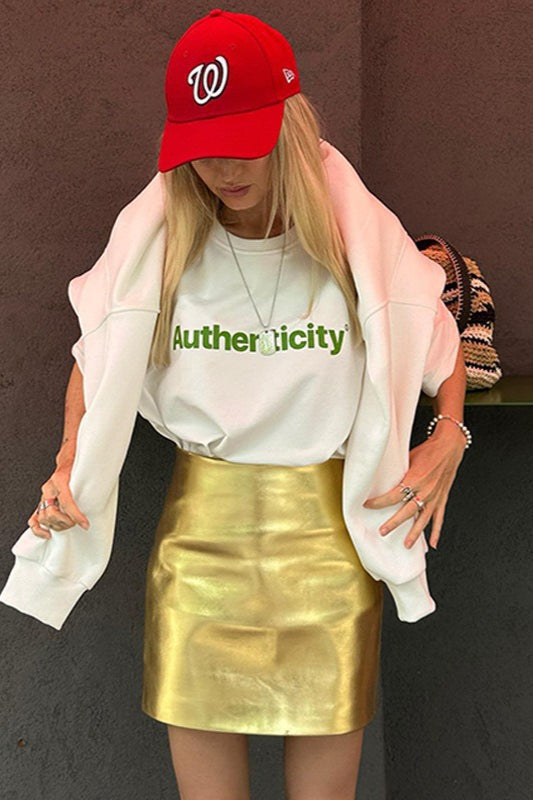 Metallic Bodycon Mini Skirt