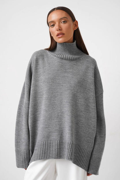 Color Turtleneck Knit Sweater