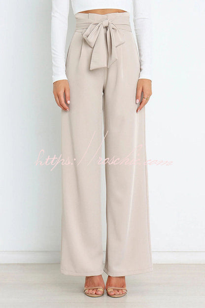 In Vogue Belted Pocketed Wide Leg Pants