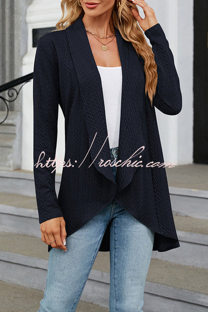 Long Sleeve Color Ruffle Loose Cardigan