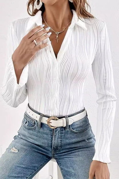 Ribbed Color Fitted Blouse