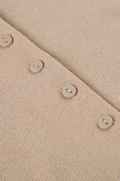Deep V-neck Buttoned Sweater Dress