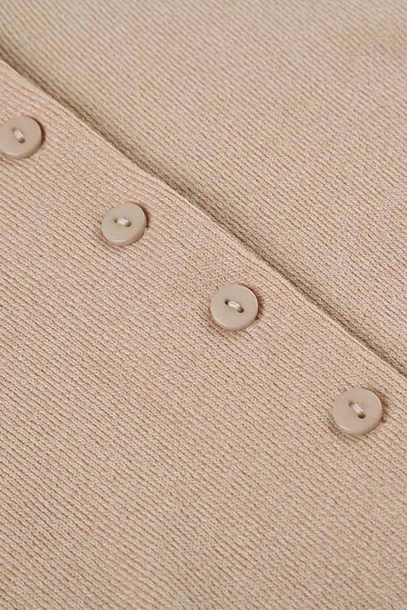 Deep V-neck Buttoned Sweater Dress