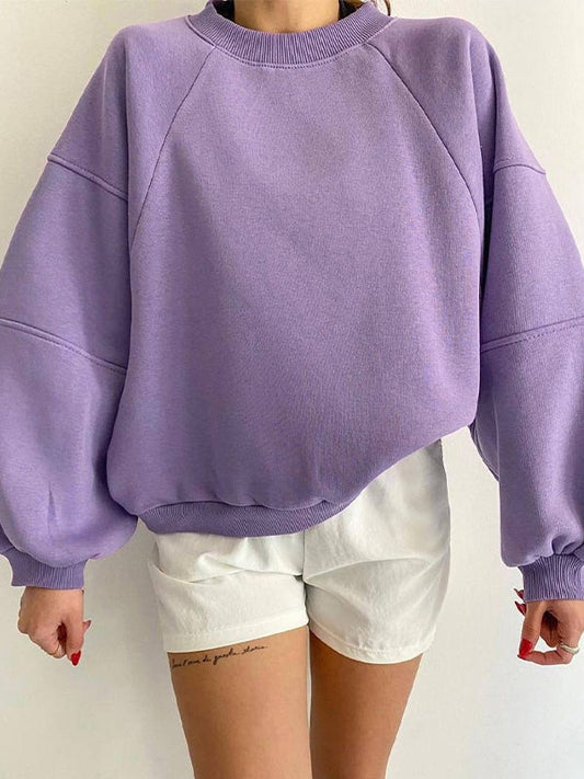 Color Crew Neck Splice Sweatshirt