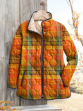 Women's Vintage Plaid Pattern Art Print Casual Quilted Cardigan