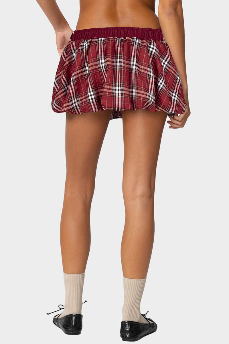 Y2k Plaid Faux Button Skirt With Built-in Shorts Skirt