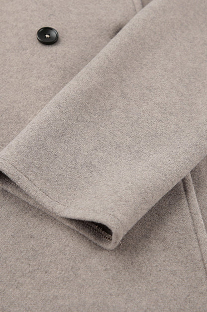Brown V-neck Wool Coat