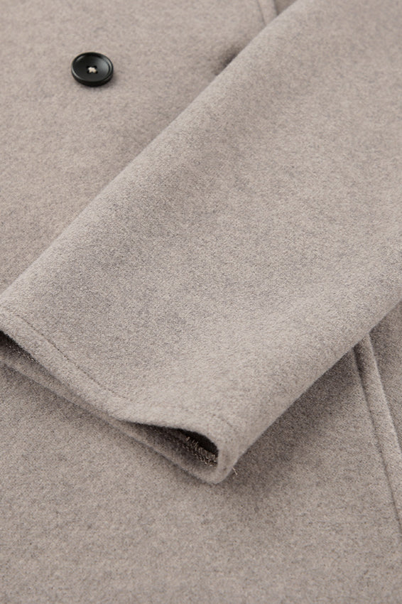 Brown V-neck Wool Coat