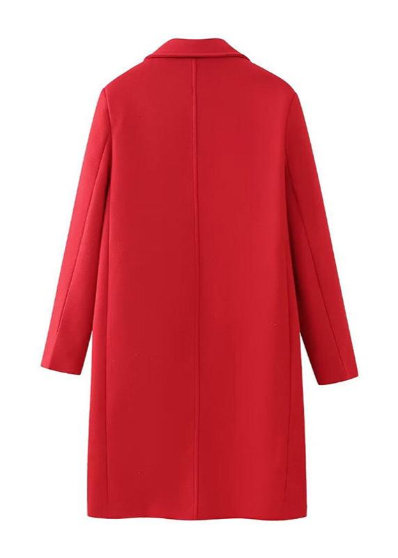 Scarlet Elegance Double-breasted Overcoat