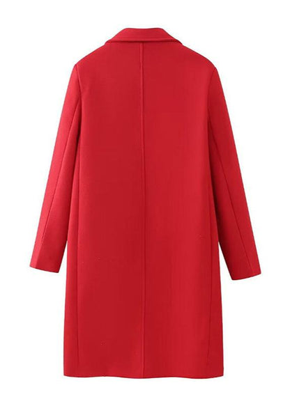Scarlet Elegance Double-breasted Overcoat