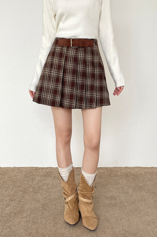 Plaid Pleated Skirt