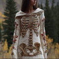 Comstylish Women's Halloween Anatomy Art And Flower 3d Knitted Hoodie Sweater