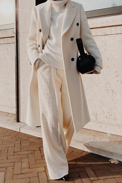 Color Double Breast Lapel Overcoat