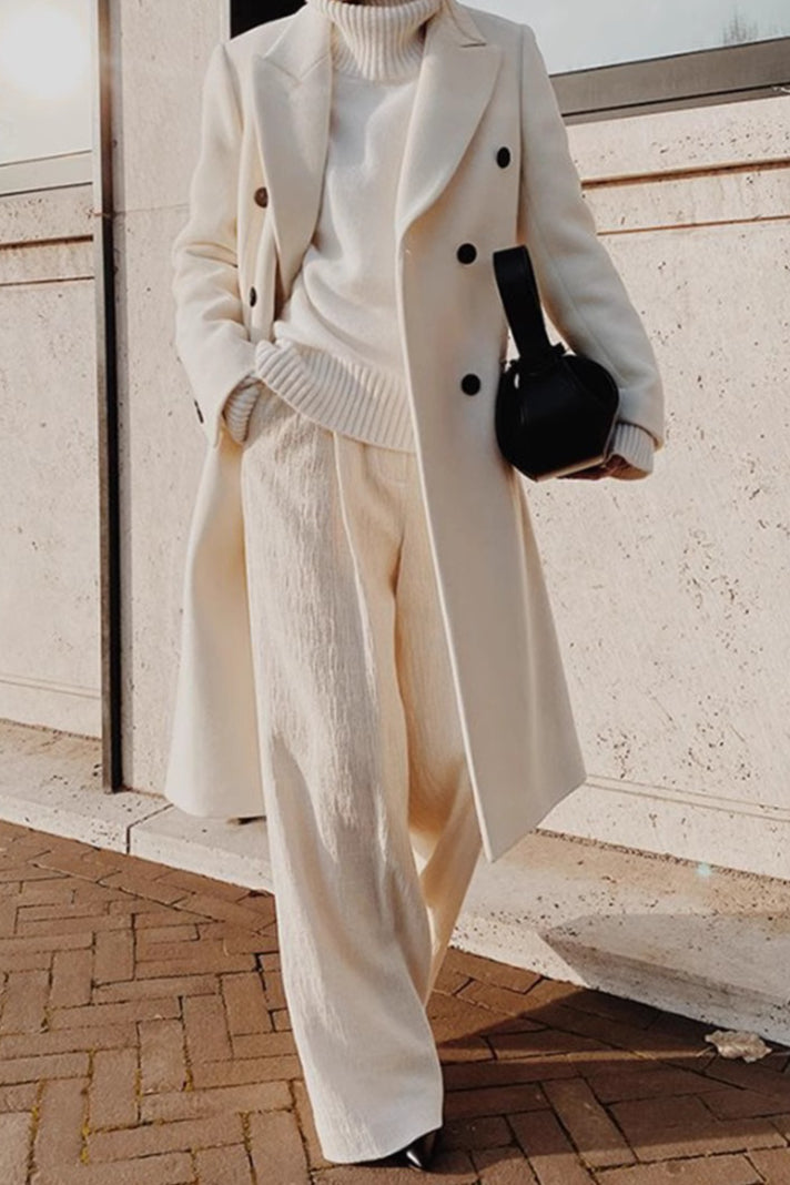 Color Double Breast Lapel Overcoat