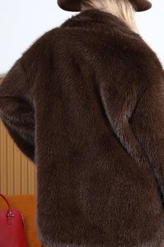 Thick Warm Faux Fox Fur Mid-length Belted Coat